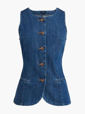 nwot j.crew long denim button front vest 00 $110 sold out